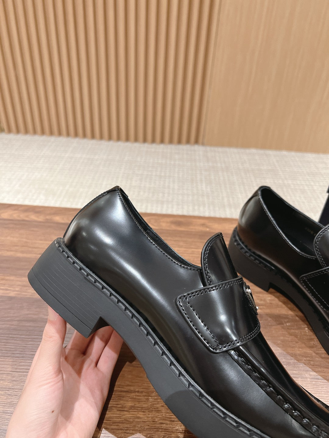 Prada Men Leather Shoes, Black