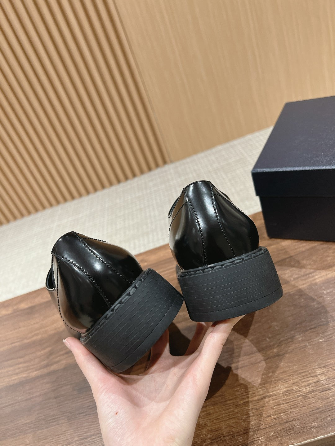 Prada Men Leather Shoes, Black Lace