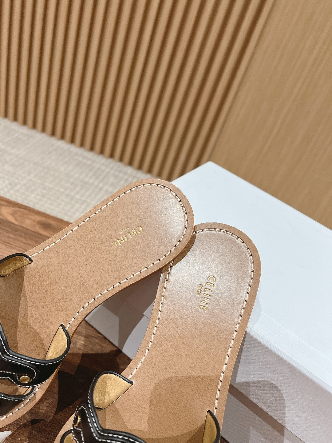 CELINE Triomphe Full-Leather Slides, Black