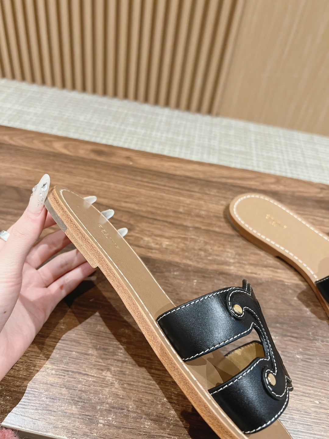 CELINE Triomphe Full-Leather Slides, Black