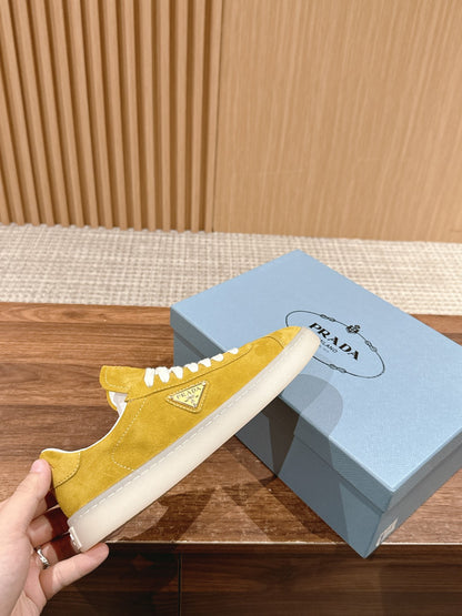 Prada New White Sneakers, Suede Yellow
