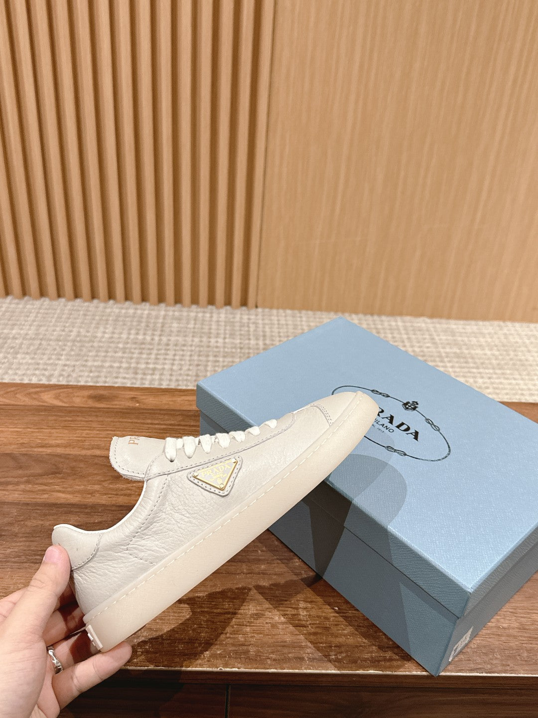 Prada New White Sneakers, Beige
