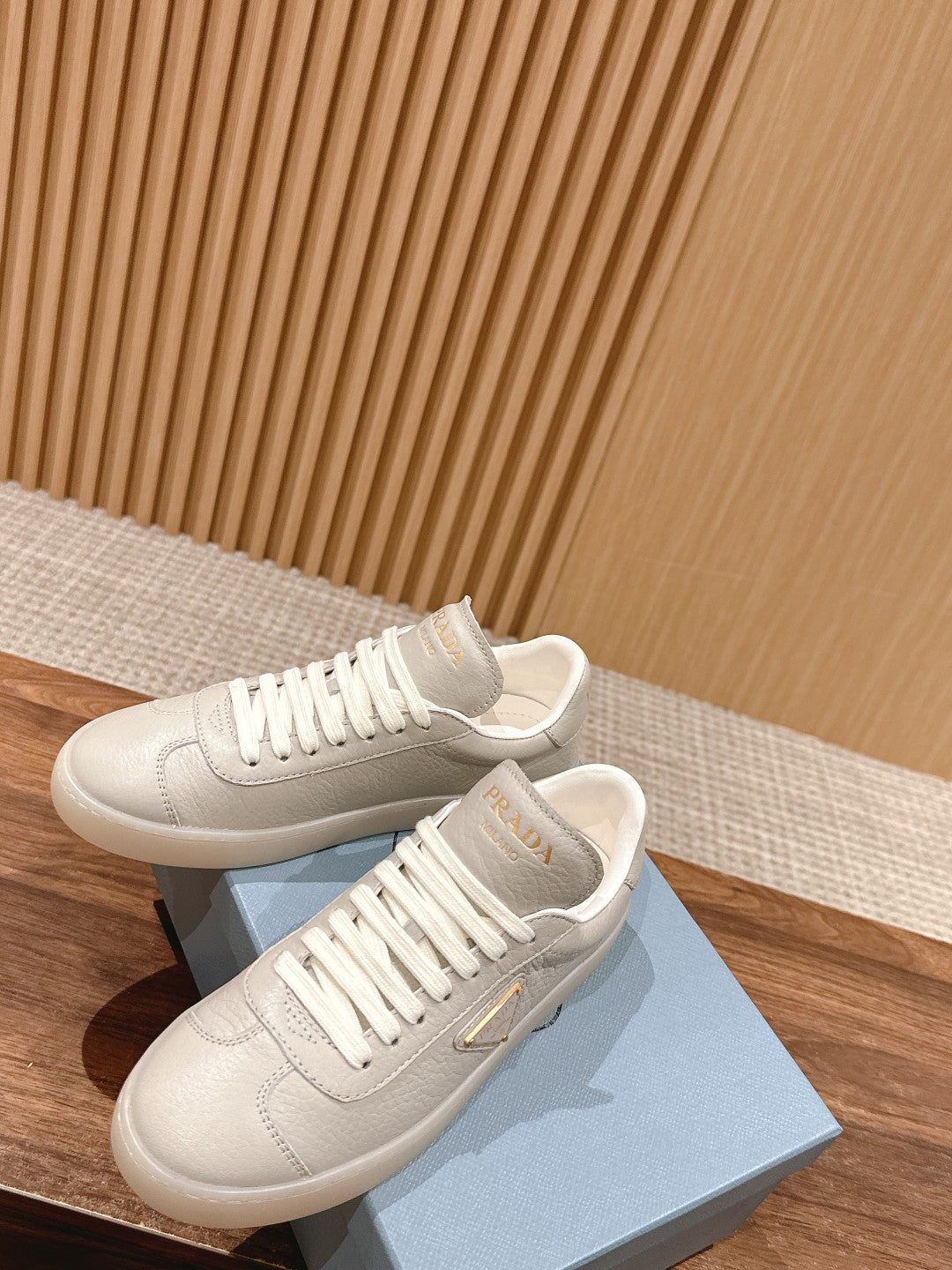 Prada New White Sneakers, Beige