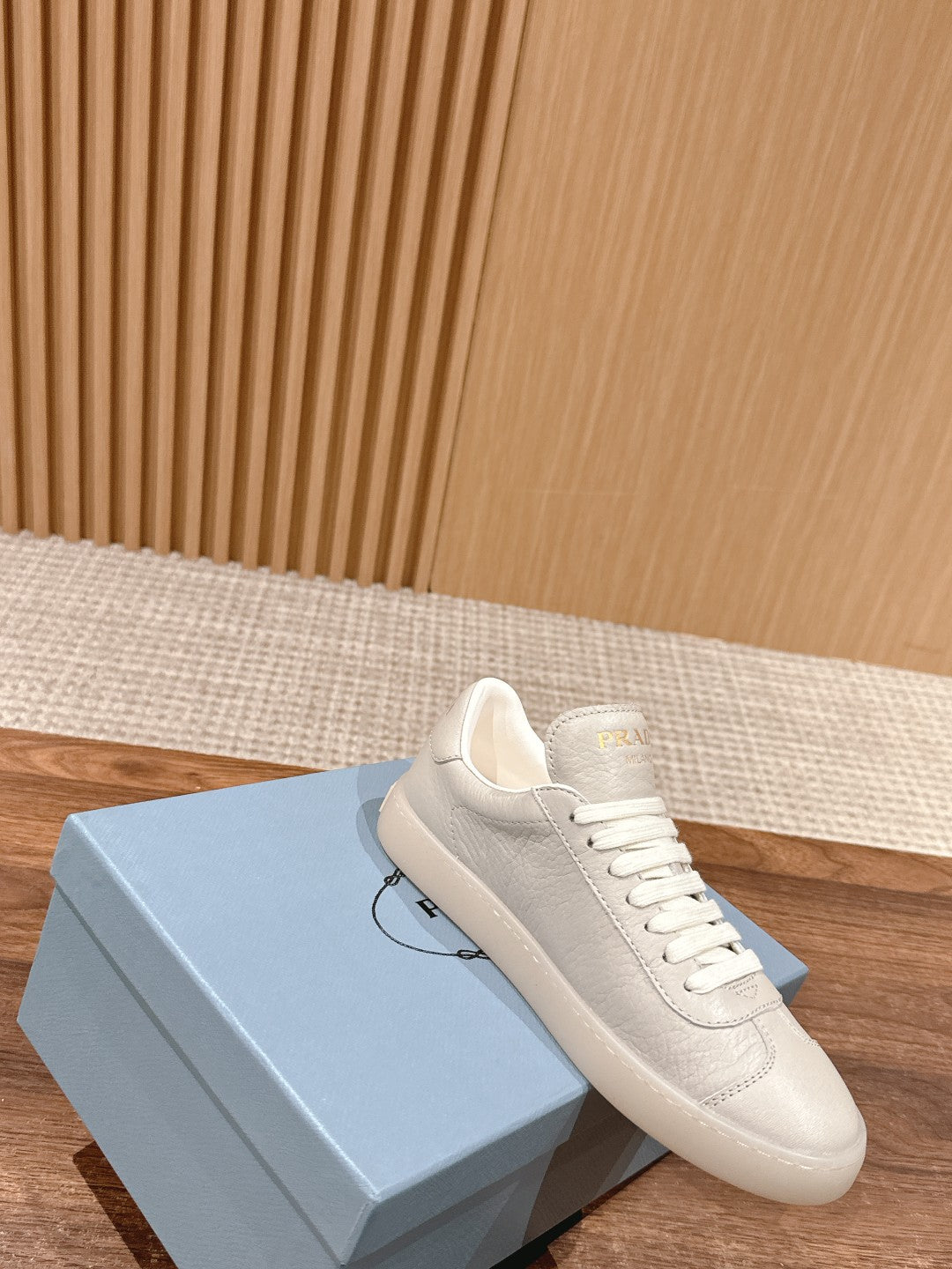 Prada New White Sneakers, Beige