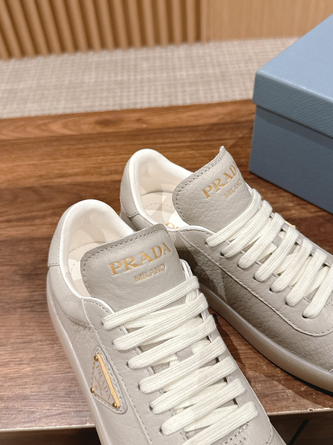 Prada New White Sneakers, Beige