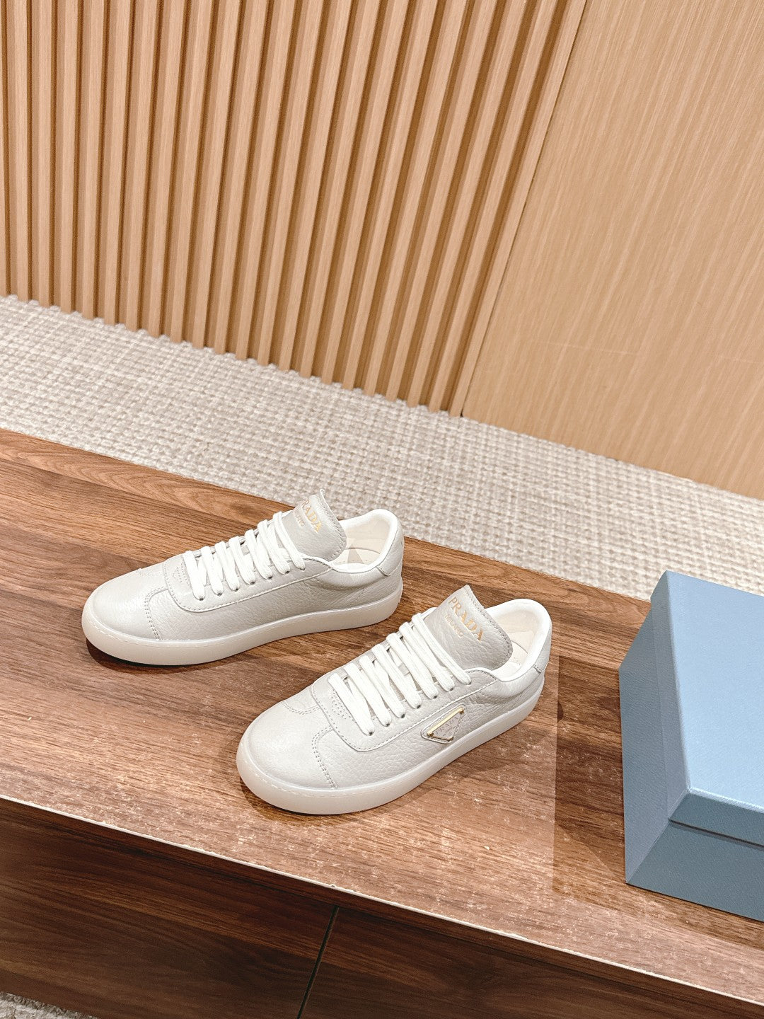 Prada New White Sneakers, Beige