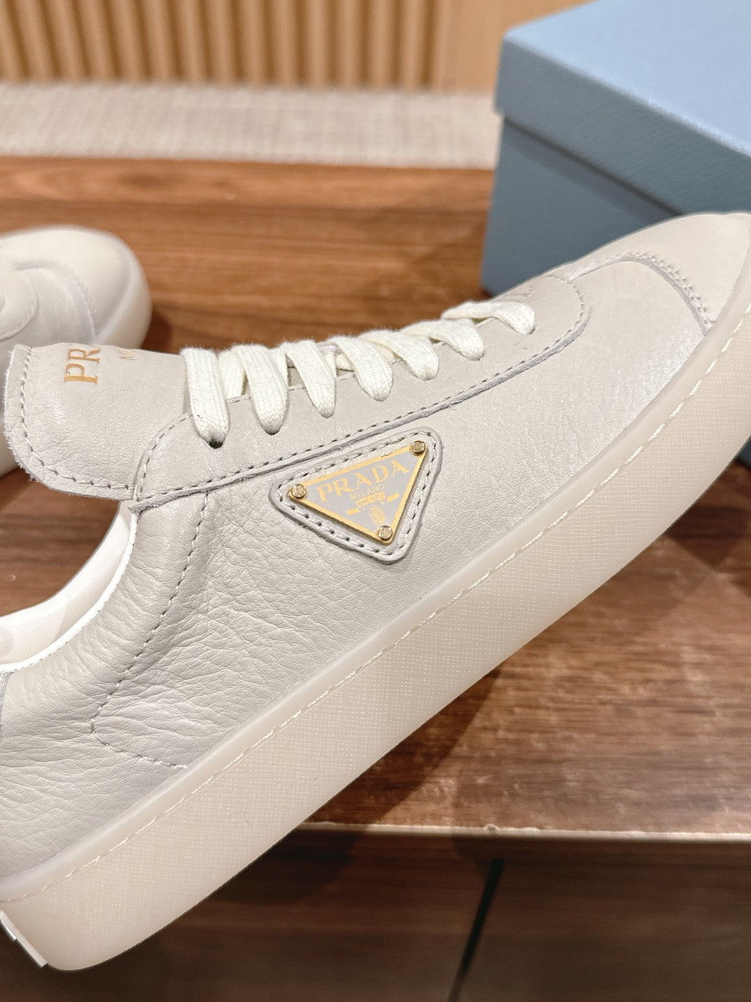 Prada New White Sneakers, Beige