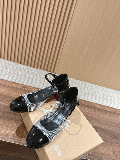 Christian Louboutin Crystal-Embellished Red-Sole Sandals, Black