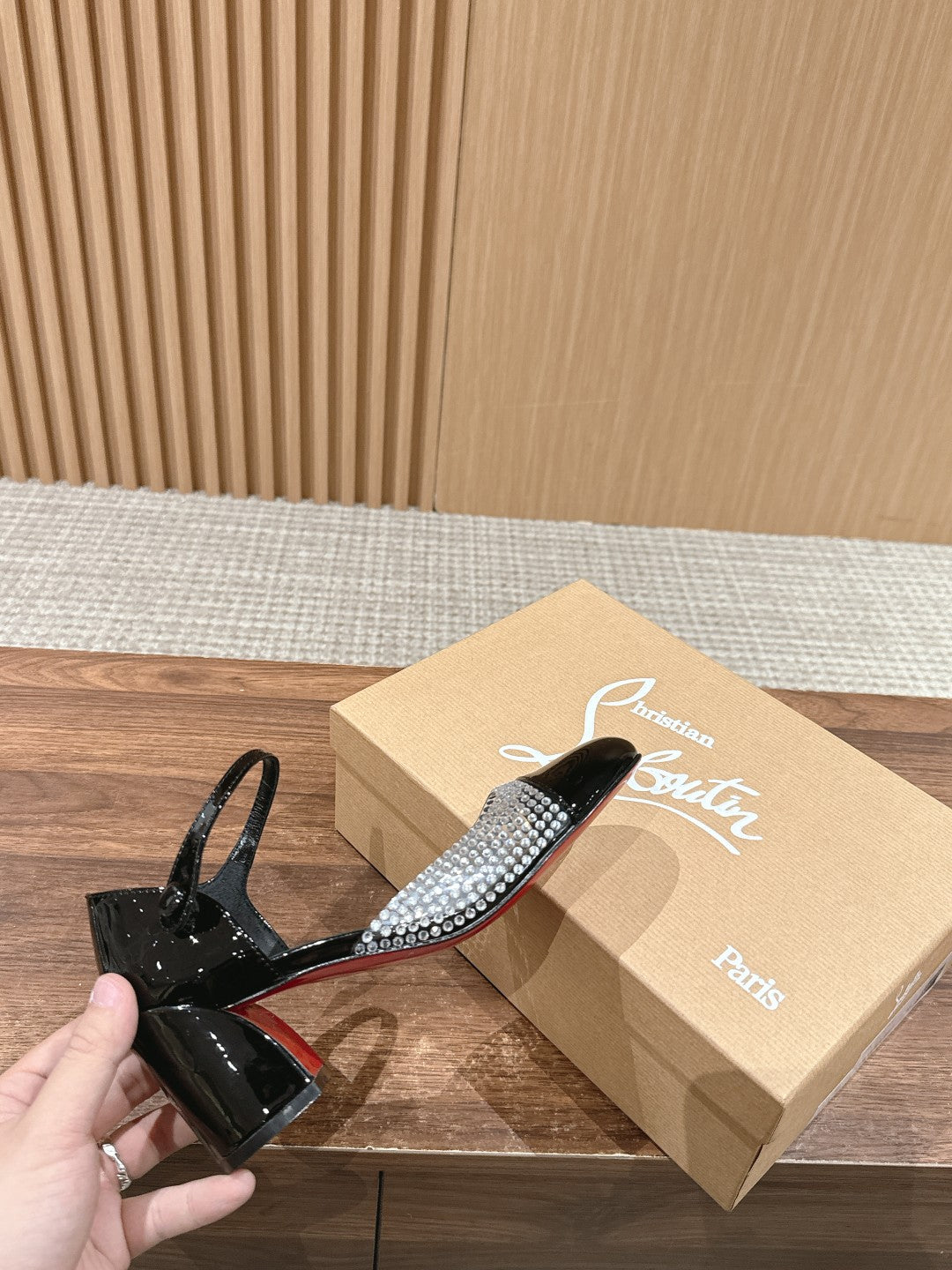 Christian Louboutin Crystal-Embellished Red-Sole Sandals, Black