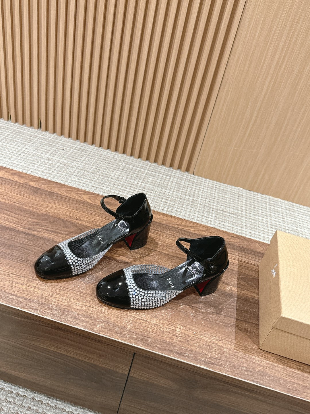 Christian Louboutin Crystal-Embellished Red-Sole Sandals, Black