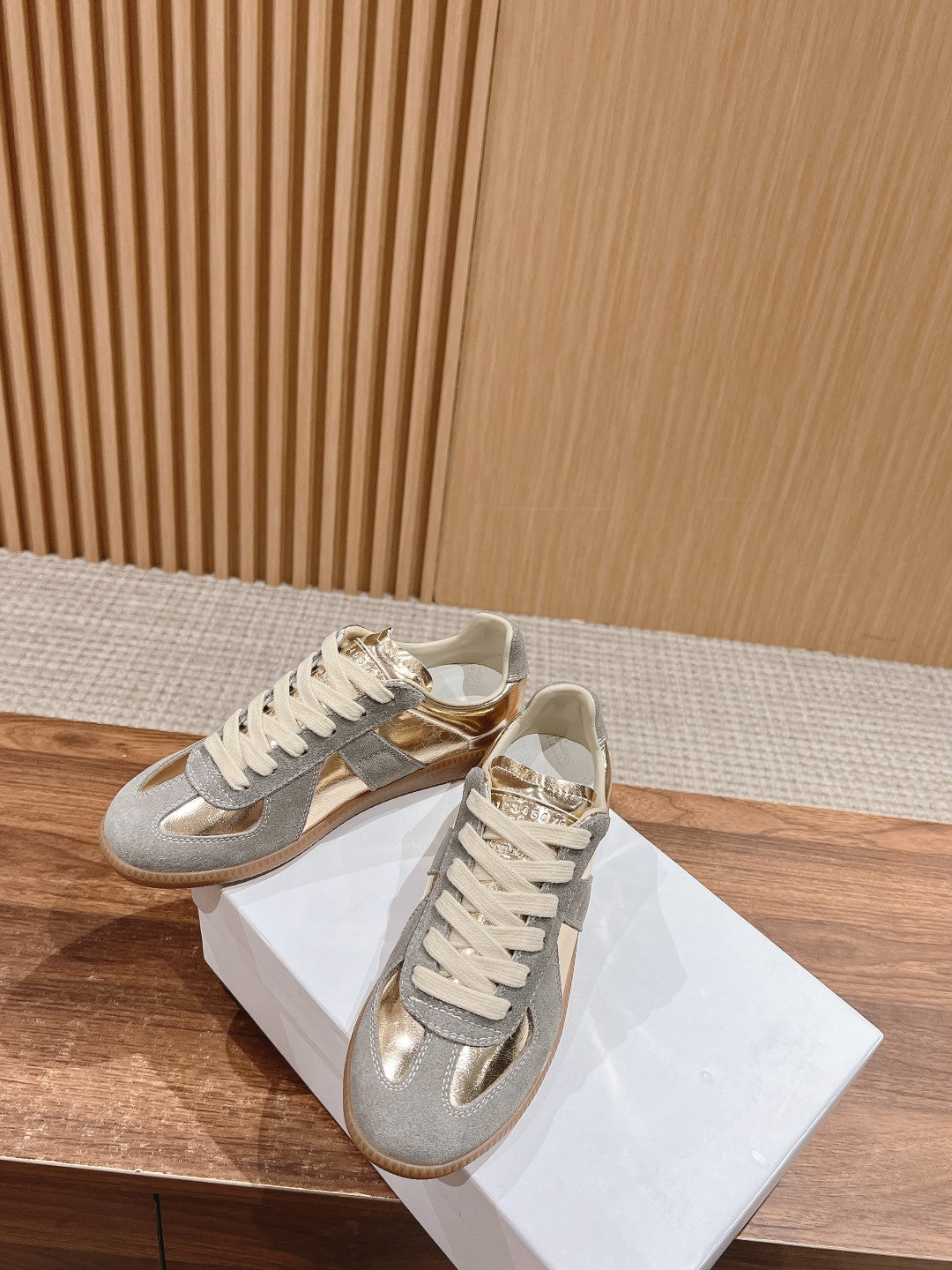 Maison Margiela Replica Sneaker, Gold & Grey