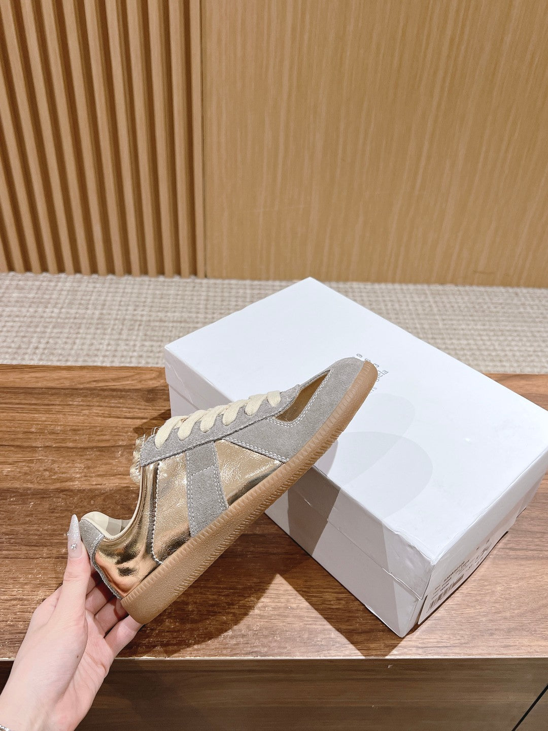 Maison Margiela Replica Sneaker, Gold & Grey