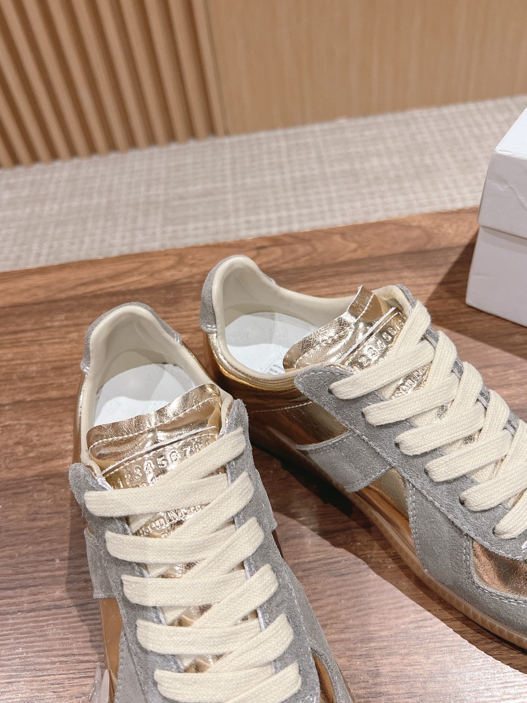 Maison Margiela Replica Sneaker, Gold & Grey