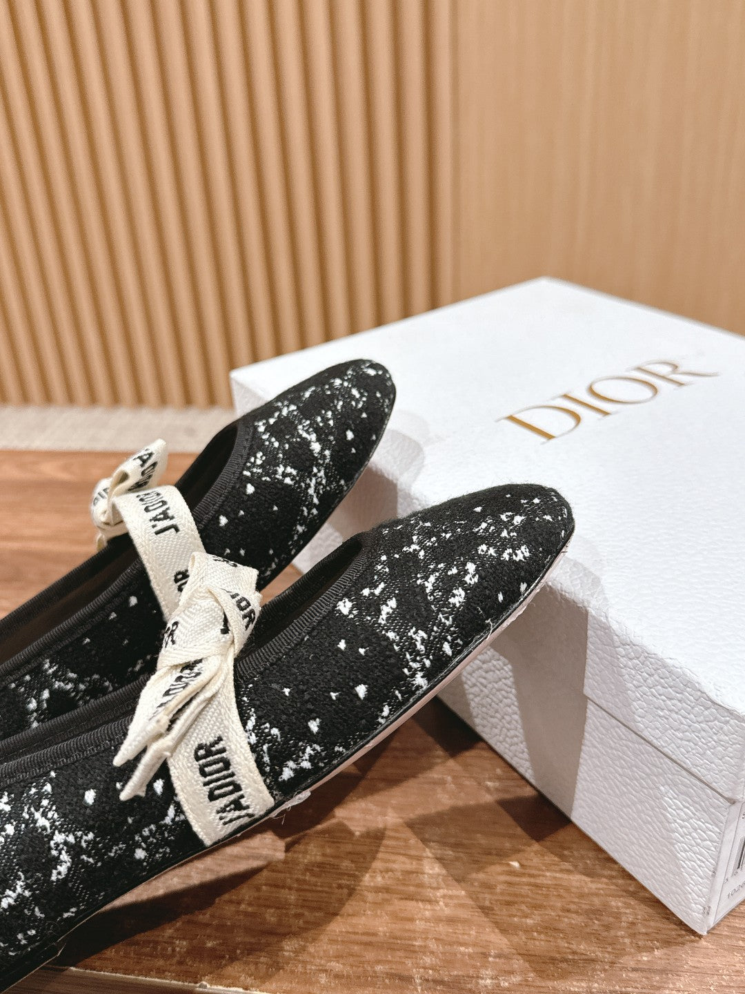 Dior Classic Ballet Flats Stretchy Lace, Black