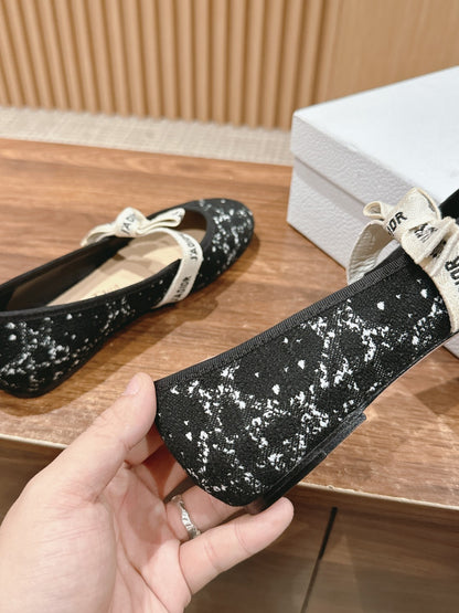 Dior Classic Ballet Flats Stretchy Lace, Black