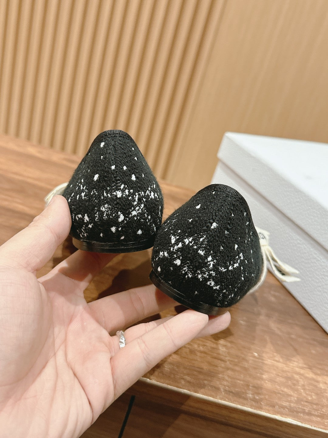 Dior Classic Ballet Flats Stretchy Lace, Black