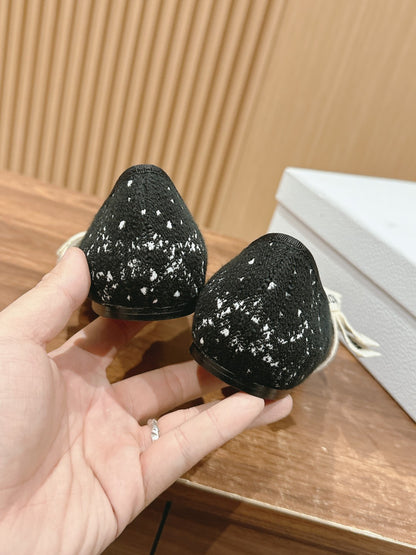 Dior Classic Ballet Flats Stretchy Lace, Black