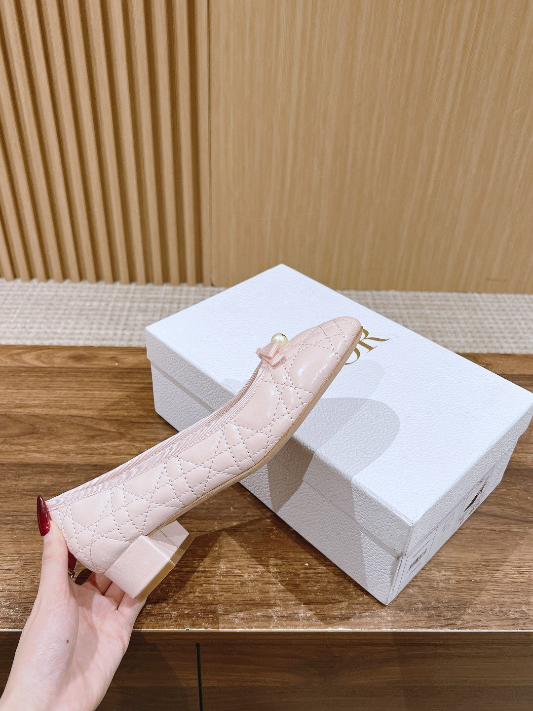 Dior Bow & Pearl Flat, Pink