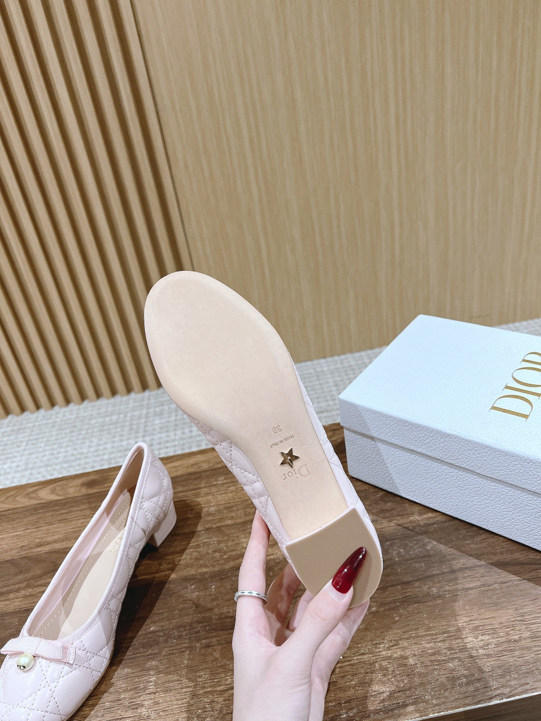 Dior Bow & Pearl Flat, Pink