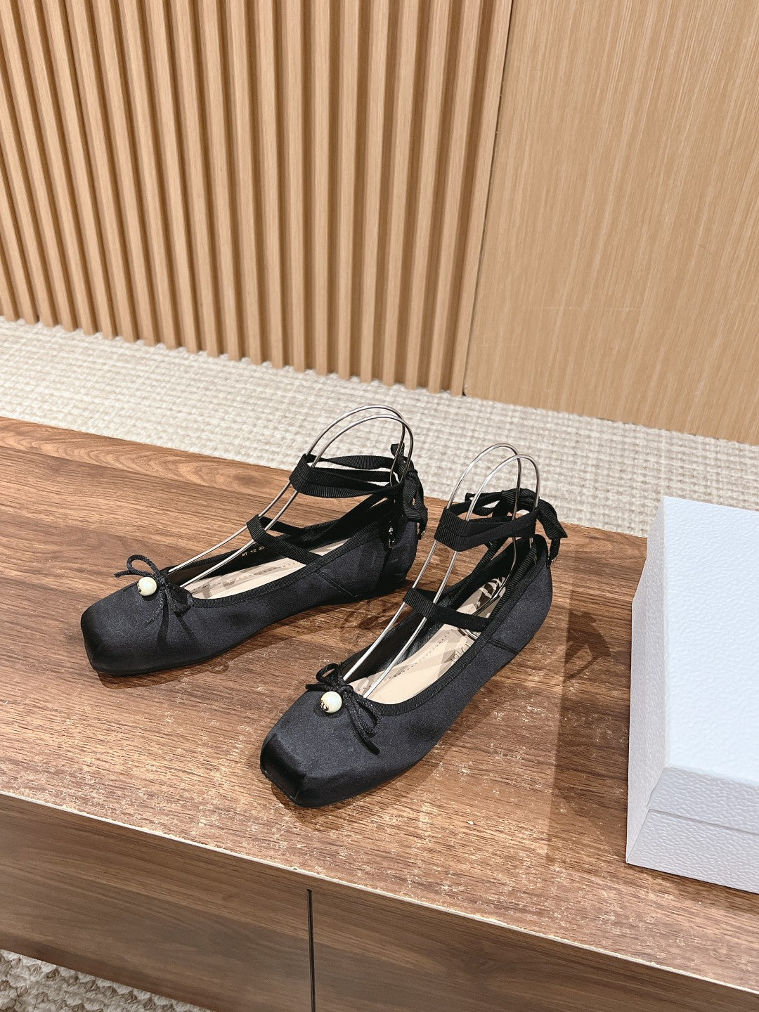 Dior Runway Silk-Tie Ballet Flats, Black