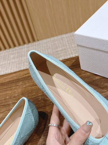 Dior Bow & Pearl Princess Flats, Blue