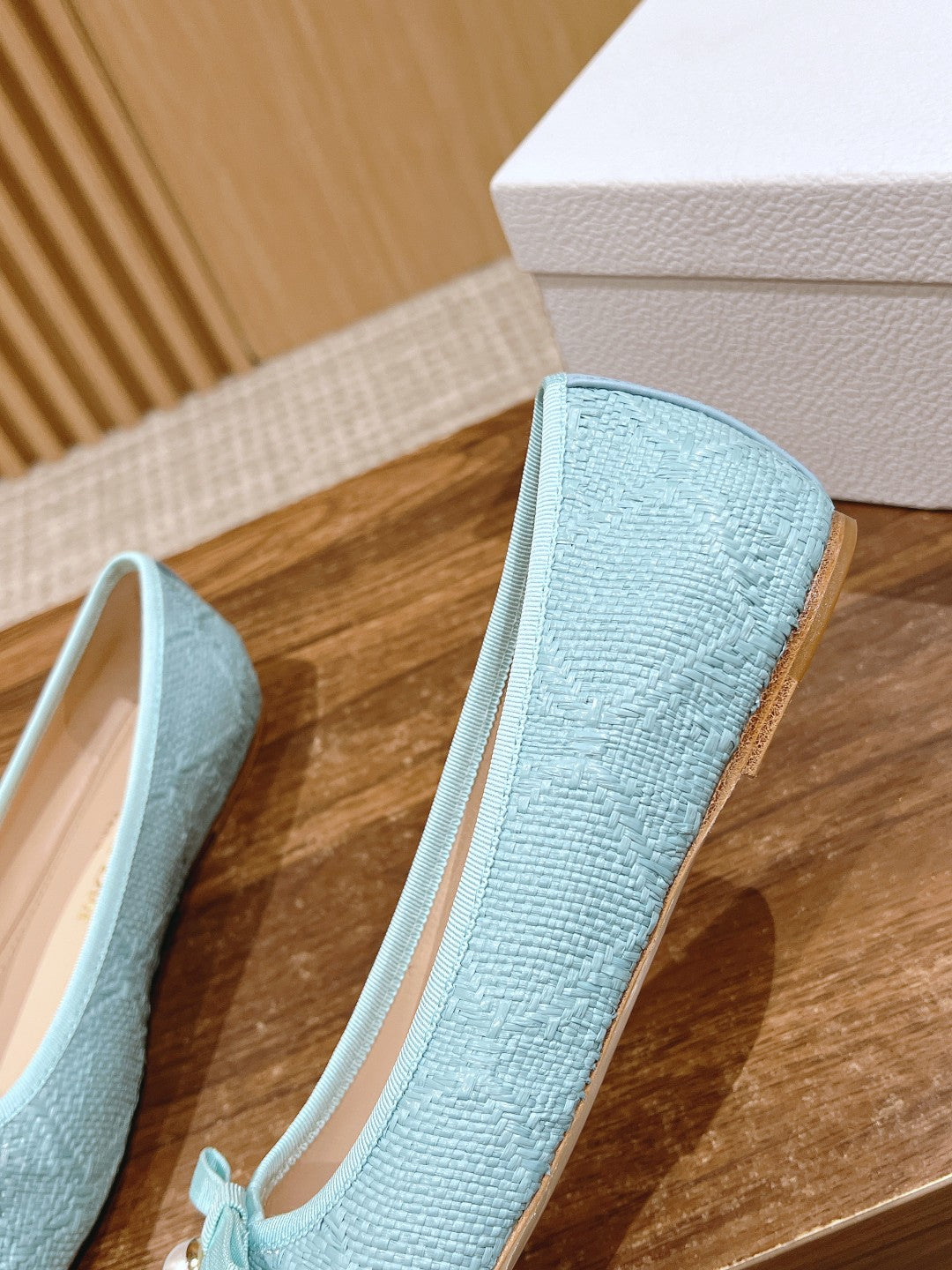 Dior Bow & Pearl Princess Flats, Blue