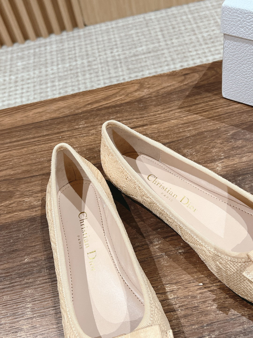 Dior Bow & Pearl Princess Flats, Beige