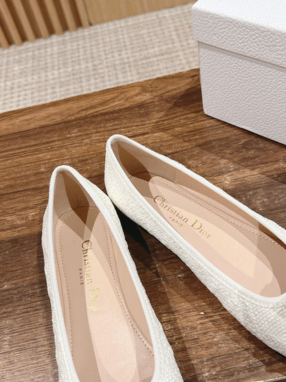 Dior Bow & Pearl Princess Flats, White