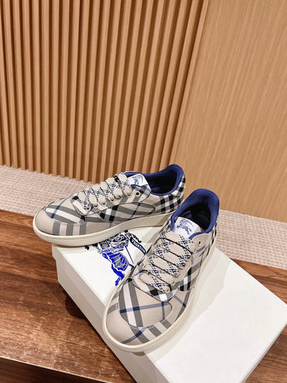 Burberry New Check-Print “Knight” Unisex Casual Sneakers, Grey