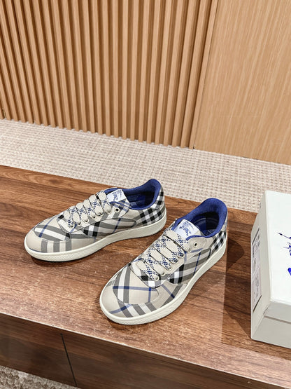 Burberry New Check-Print “Knight” Unisex Casual Sneakers, Grey