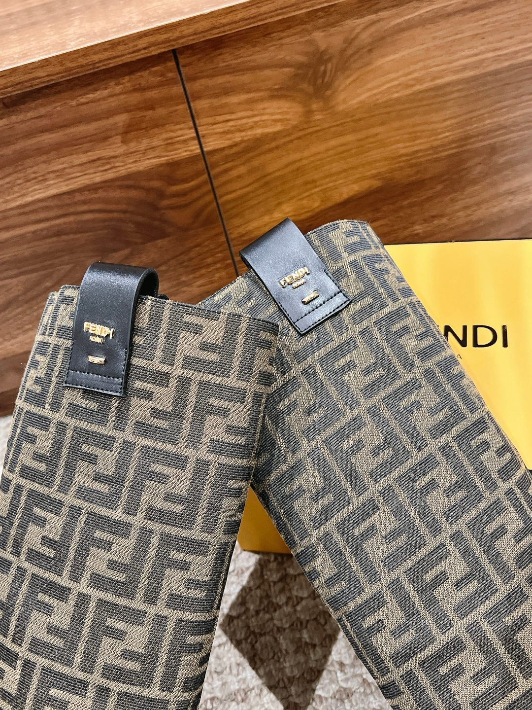 Fendi Fall/Winter Knee-High Boots“FF” Zucca Boots, Brown