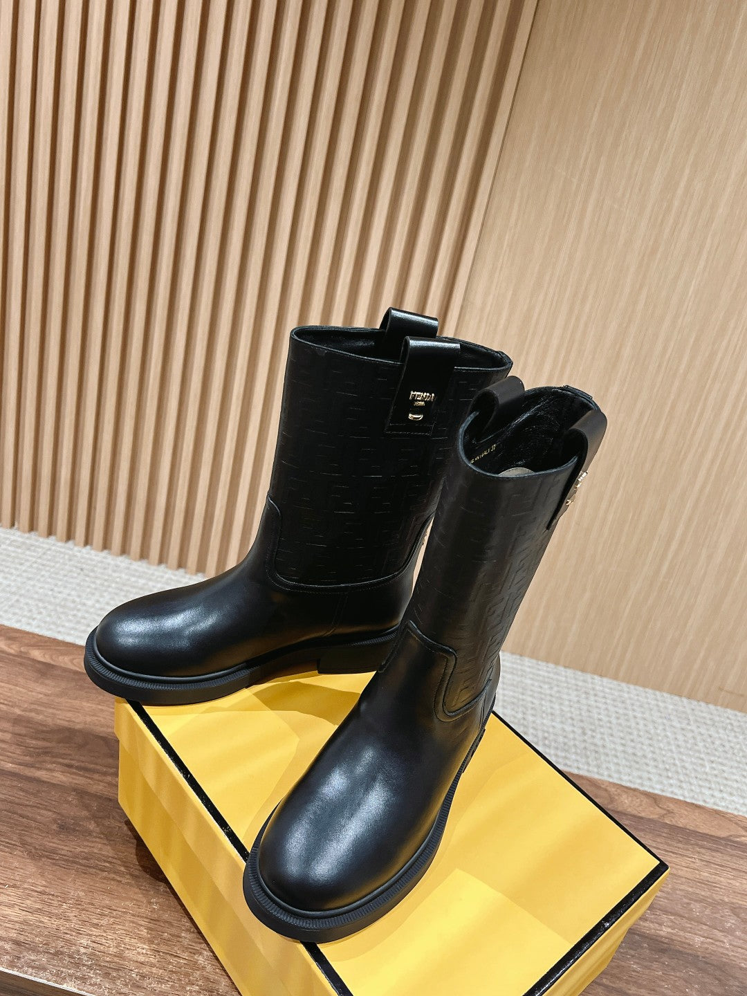 Fendi Fall/Winter Knee-High Boots“FF” Zucca Boots, Black