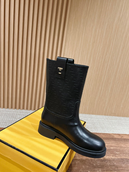 Fendi Fall/Winter Knee-High Boots“FF” Zucca Boots, Black