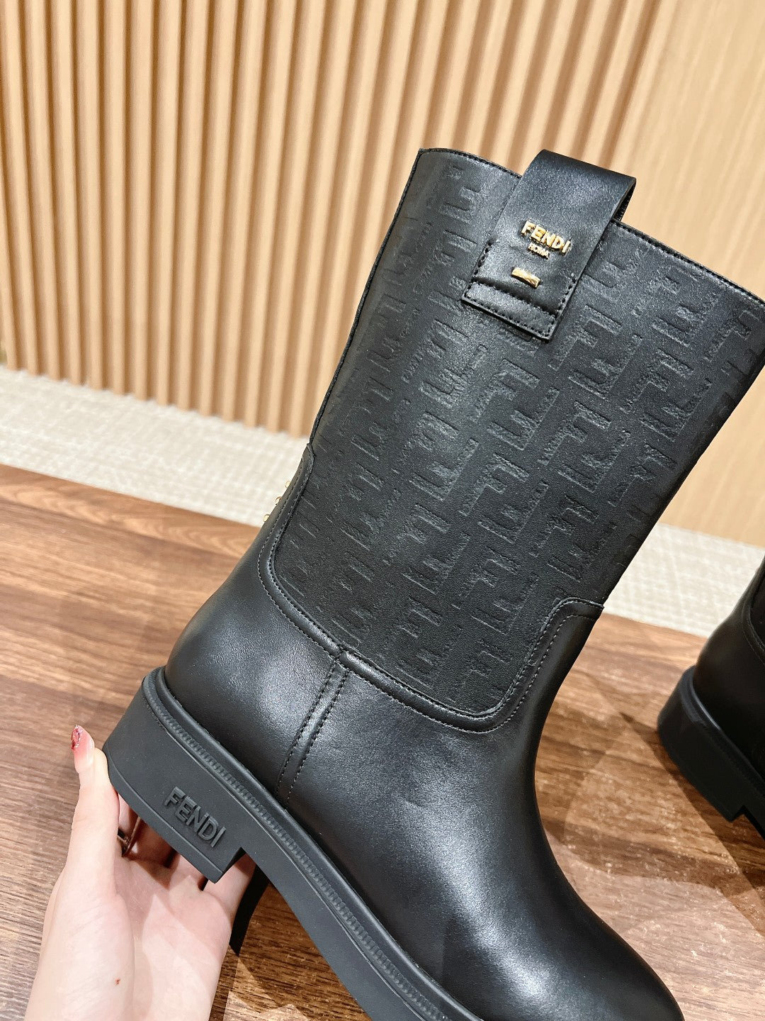 Fendi Fall/Winter Knee-High Boots“FF” Zucca Boots, Black