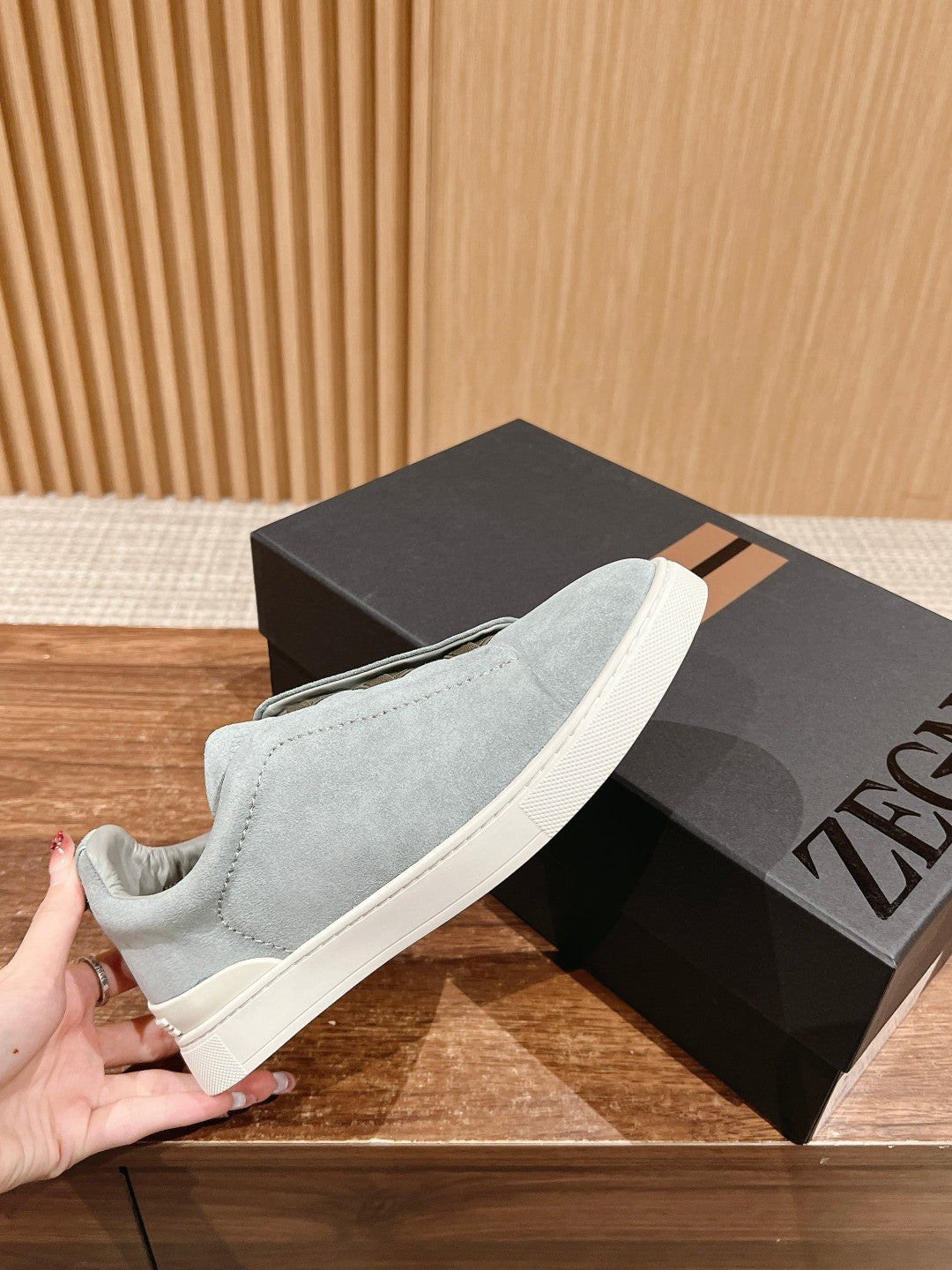 Ermenegildo Zegna Couture XXX Limited-Edition Men's Sneakers, Suede Blue