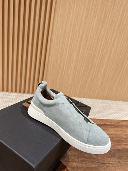 Ermenegildo Zegna Couture XXX Limited-Edition Men's Sneakers, Suede Blue