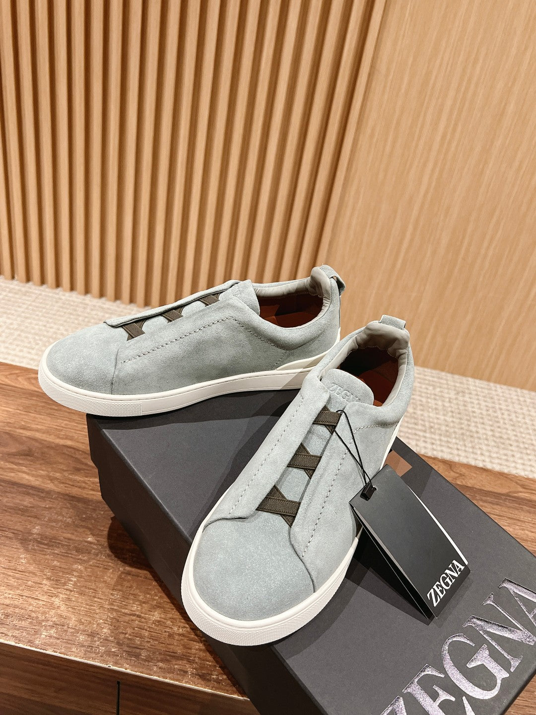 Ermenegildo Zegna Couture XXX Limited-Edition Men's Sneakers, Suede Blue