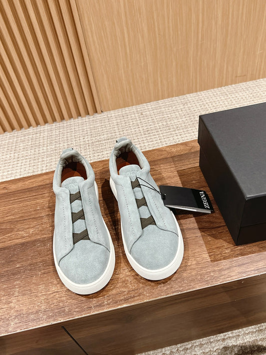 Ermenegildo Zegna Couture XXX Limited-Edition Men's Sneakers, Suede Blue