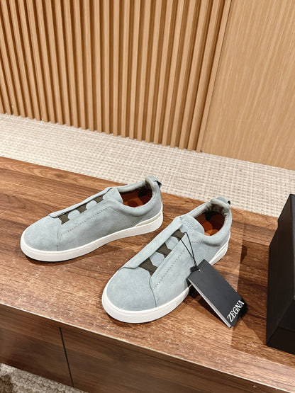 Ermenegildo Zegna Couture XXX Limited-Edition Men's Sneakers, Suede Blue