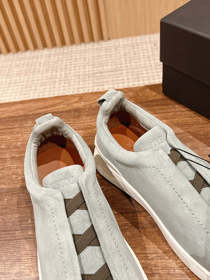 Ermenegildo Zegna Couture XXX Limited-Edition Men's Sneakers, Suede Blue