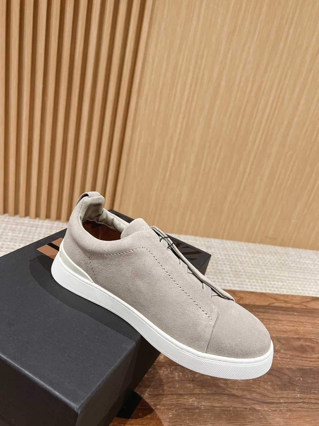 Ermenegildo Zegna Couture XXX Limited-Edition Men's Sneakers, Suede Beige