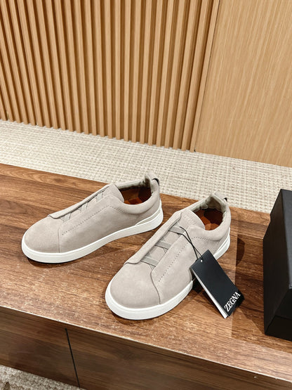 Ermenegildo Zegna Couture XXX Limited-Edition Men's Sneakers, Suede Beige