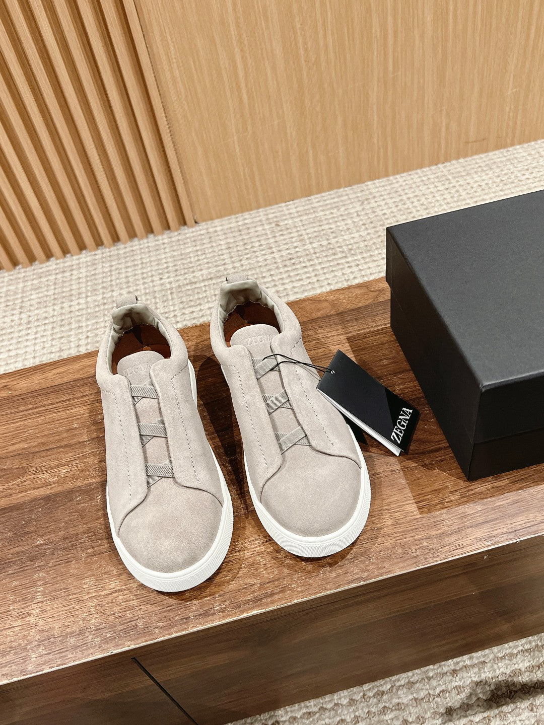 Ermenegildo Zegna Couture XXX Limited-Edition Men's Sneakers, Suede Beige