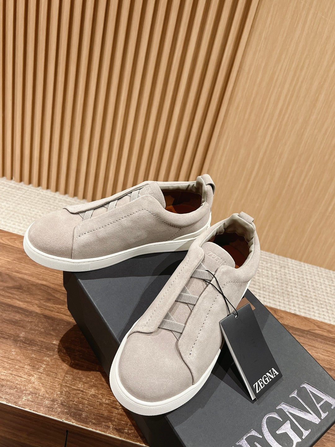 Ermenegildo Zegna Couture XXX Limited-Edition Men's Sneakers, Suede Beige