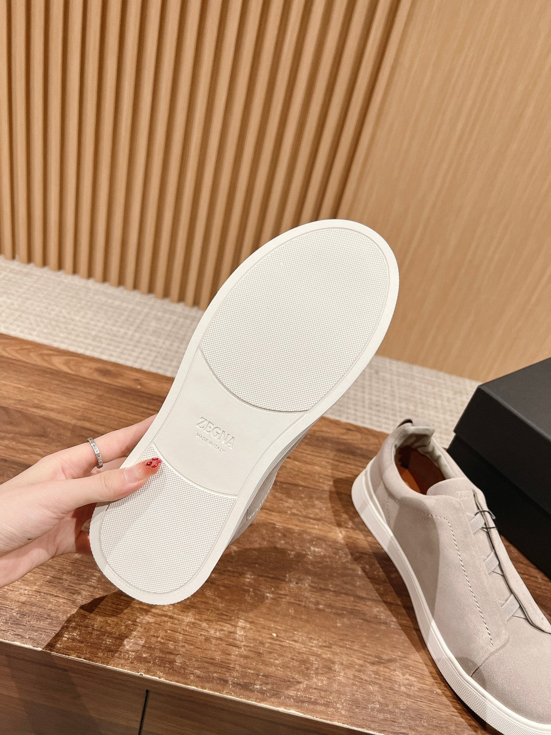 Ermenegildo Zegna Couture XXX Limited-Edition Men's Sneakers, Suede Beige