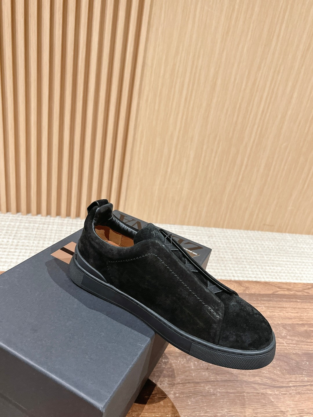 Ermenegildo Zegna Couture XXX Limited-Edition Men's Sneakers, Suede Black