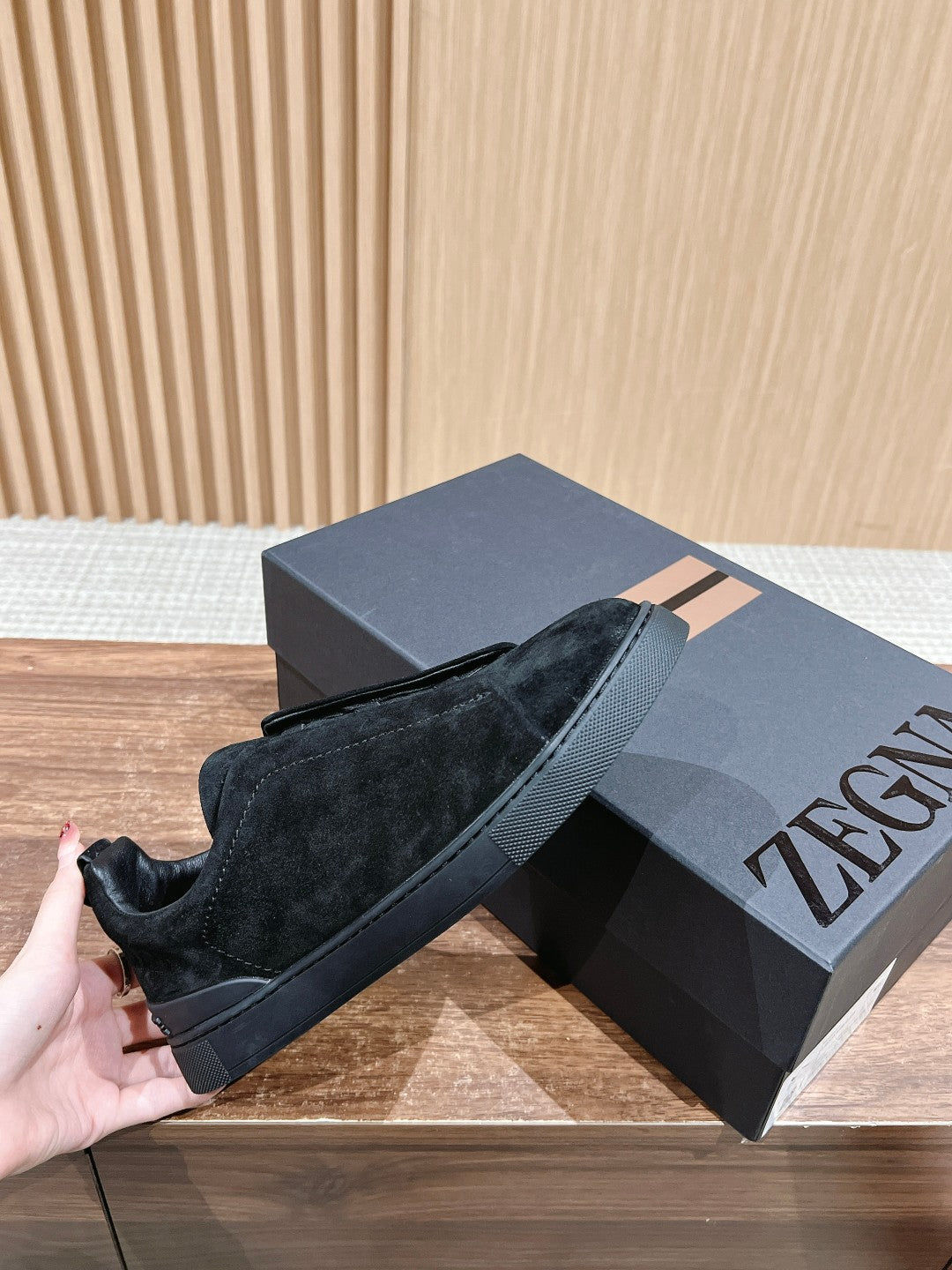 Ermenegildo Zegna Couture XXX Limited-Edition Men's Sneakers, Suede Black