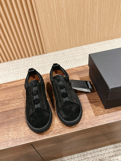 Ermenegildo Zegna Couture XXX Limited-Edition Men's Sneakers, Suede Black