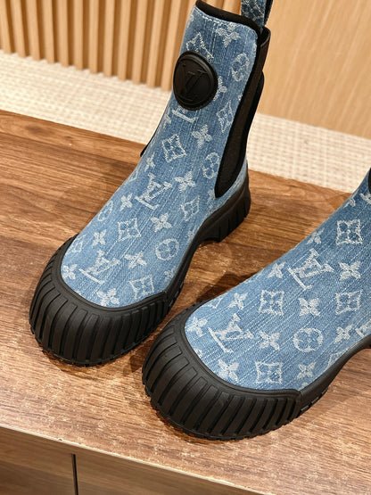 LV Ruby Ankle Boot, Blue Monogram