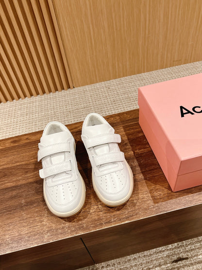ACNE STUDIOS Boutique Smile-Face Velcro Sneakers, White Logo